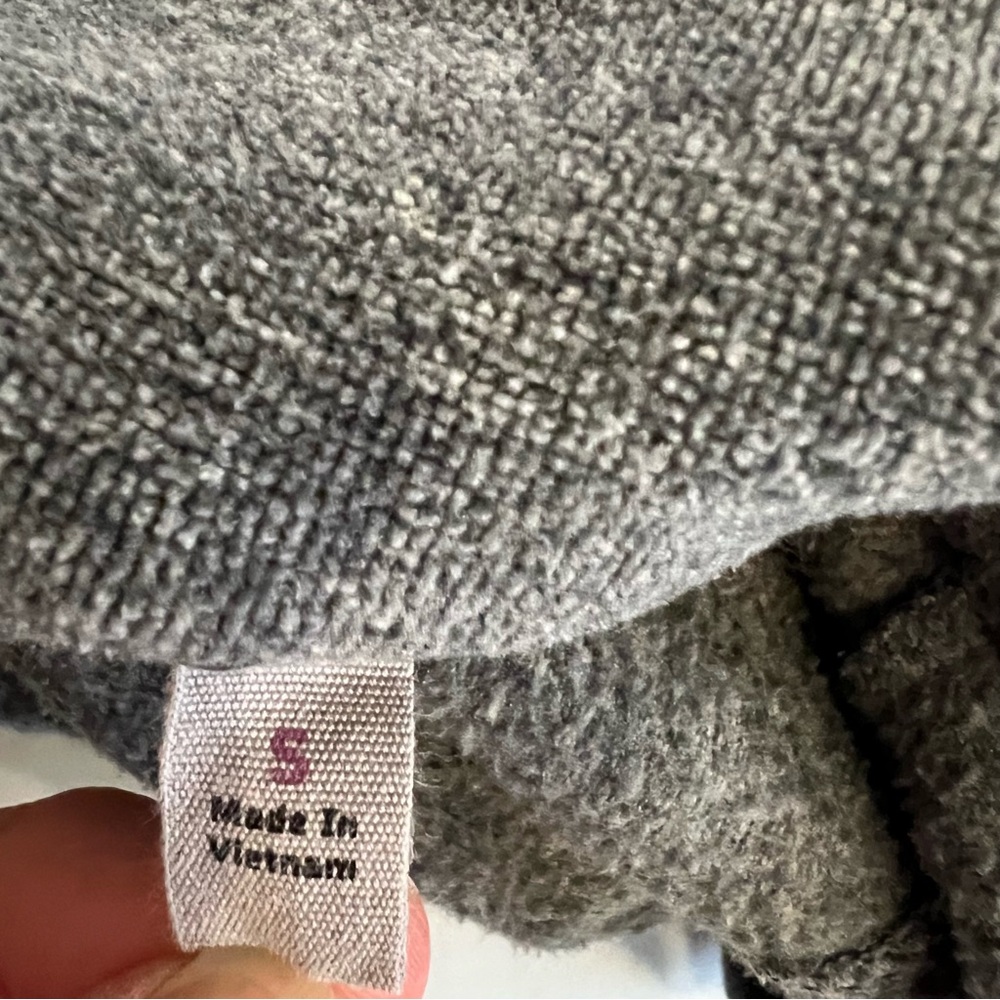2 pc Athleta Bag 1/4 Zip Knit Sweater Fleece Flare Hem Sz S Gray Puff‎ Shoulders - Picture 12 of 16